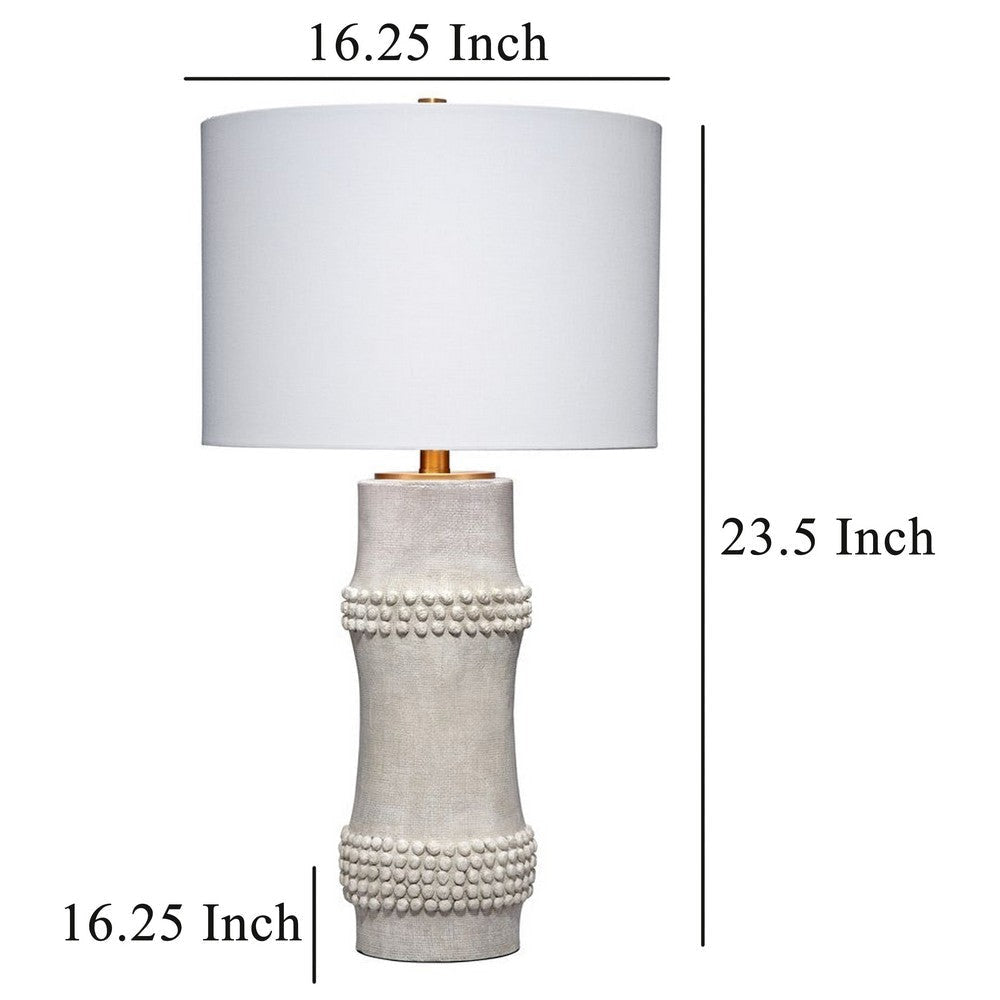 Lemy 28’’ Table Lamp Round Linen Shade Dotted White Base by Casagear Home