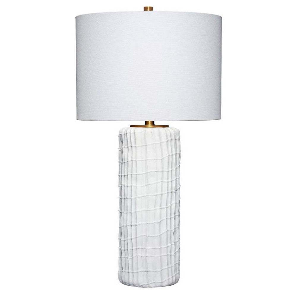 Mena 28’’ Table Lamp Drum Shade Grid Pattern White Base by Casagear Home BM324129