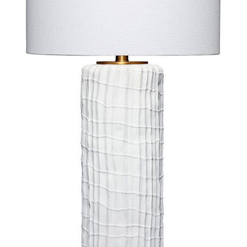 Mena 28’’ Table Lamp Drum Shade Grid Pattern White Base by Casagear Home BM324129