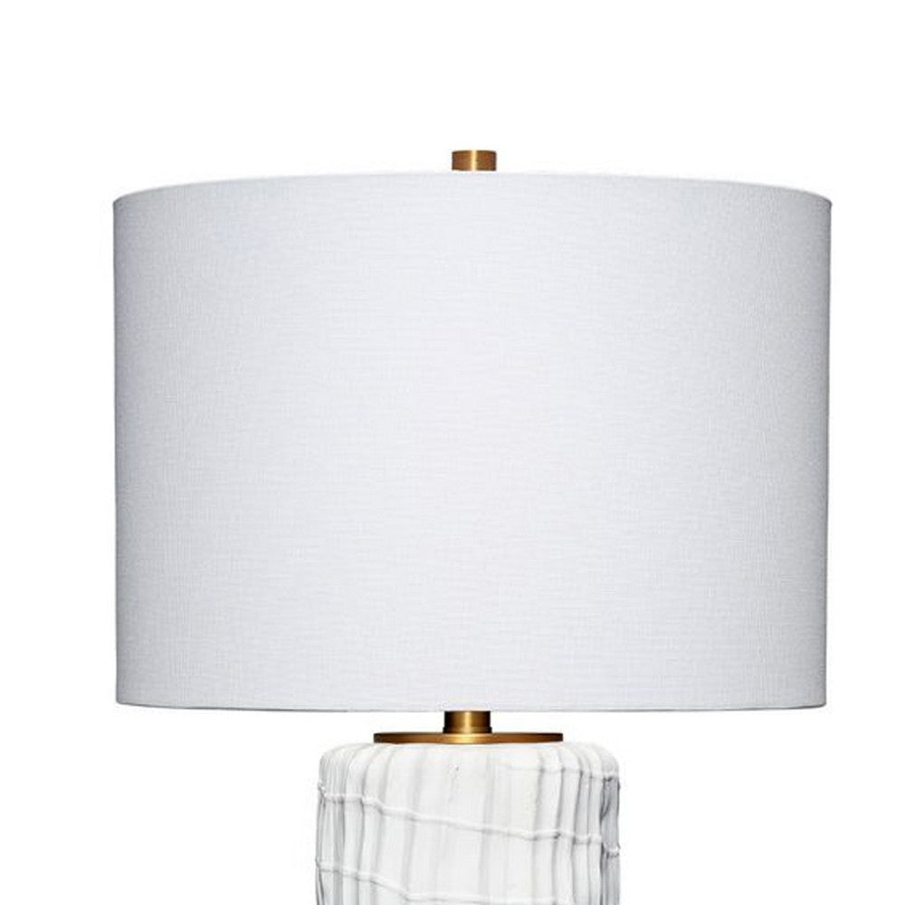 Mena 28’’ Table Lamp Drum Shade Grid Pattern White Base by Casagear Home BM324129