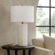 Mena 28" Table Lamp, Drum Shade, Grid Pattern White Base by Casagear Home