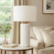 Mena 28" Table Lamp, Drum Shade, Grid Pattern White Base by Casagear Home