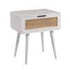 Camy Side End Table 1 Natural Brown Cane Woven Drawer White 22’’ BM324181