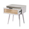Camy Side End Table 1 Natural Brown Cane Woven Drawer White 22’’ BM324181