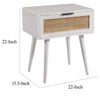 Camy Side End Table 1 Natural Brown Cane Woven Drawer White 22’’ BM324181