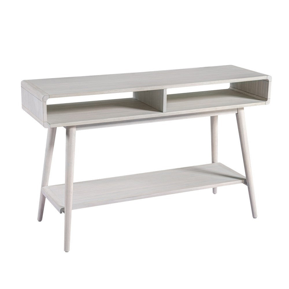 Camy Sofa Console Table, 2 Open Cubbies, 1 Lower Shelf, White 48"