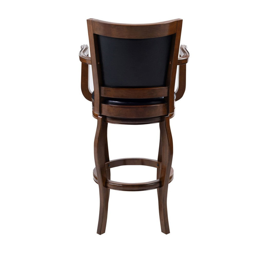 Hugo Swivel Barstool Chair Black Faux Leather 34’’ Extra Tall Seat BM324183