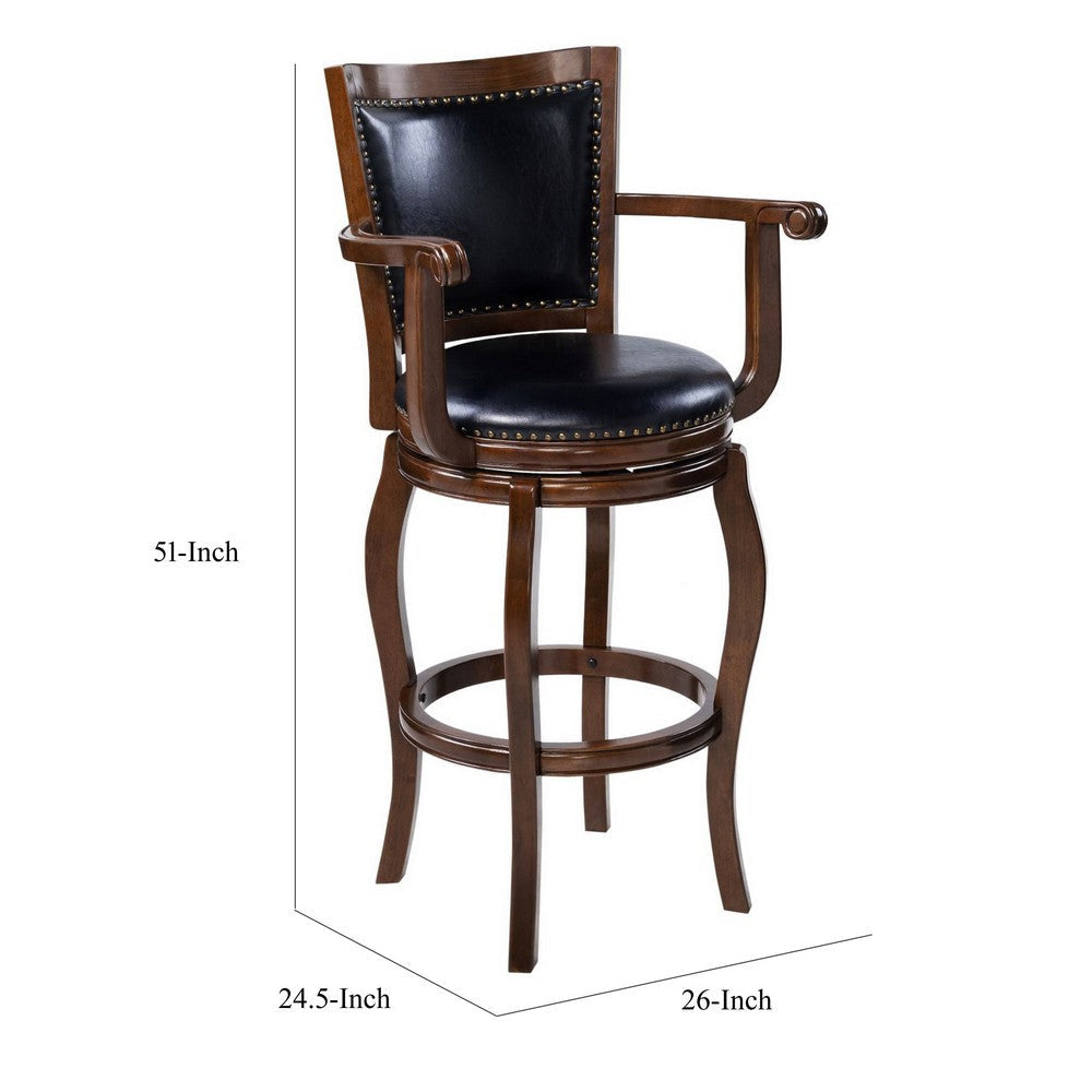 Hugo Swivel Barstool Chair Black Faux Leather 34’’ Extra Tall Seat BM324183