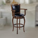 Hugo Swivel Barstool Chair, Black Faux Leather, 34" Extra Tall Seat