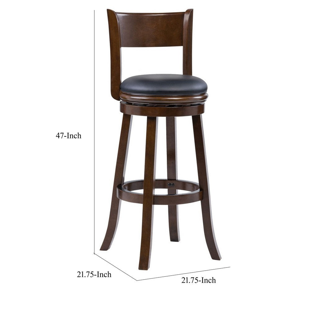 Milo Swivel Barstool Chair Black Faux Leather 34’’ Extra Tall Seat BM324184