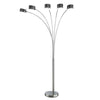 5 Arm Arched Accent Floor Lamp, 84" Chrome Metal Sleek Stem By Casagear Home