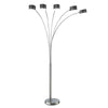 5 Arm Arched Accent Floor Lamp, 84" Chrome Metal Sleek Stem By Casagear Home