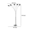 5 Arm Arched Accent Floor Lamp, 84" Chrome Metal Sleek Stem By Casagear Home