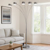 5 Arm Arched Accent Floor Lamp, 84" Chrome Metal Sleek Stem By Casagear Home