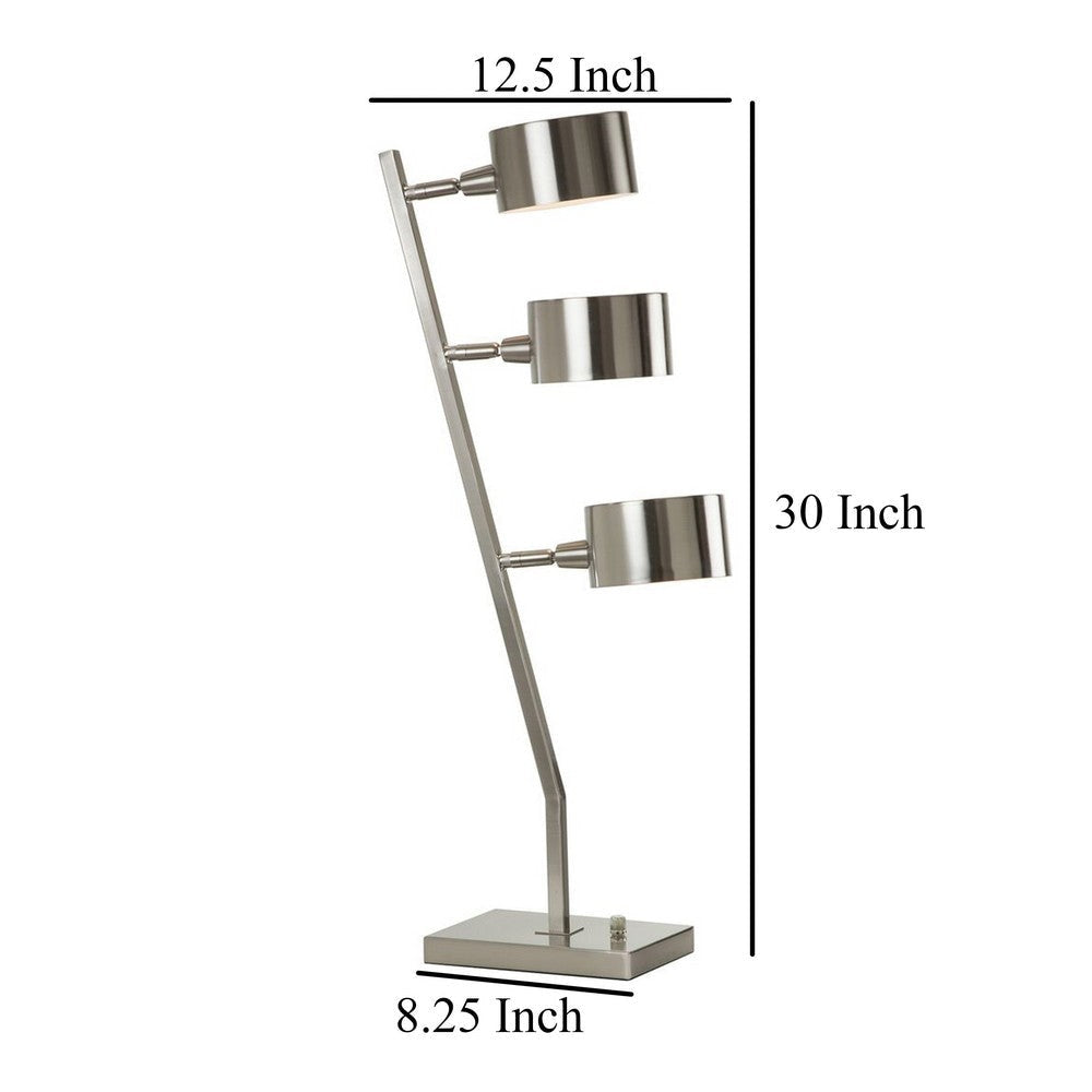 30’’ Table Lamp Stackable 3 Task Light Metal Shades Nickel Silver BM324186