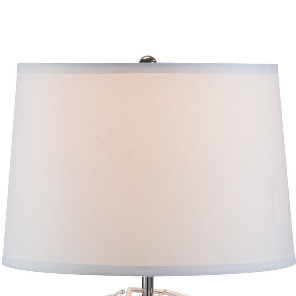 24’’ Table Lamp Silver Geometric Globe Base Empire Shade By Casagear Home BM324187