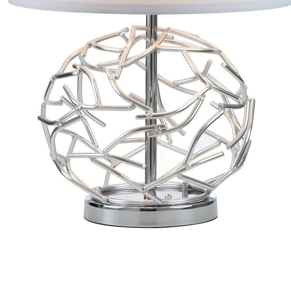 24’’ Table Lamp Silver Geometric Globe Base Empire Shade By Casagear Home BM324187
