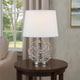24" Table Lamp, Silver Geometric Globe Base, Empire Shade By Casagear Home