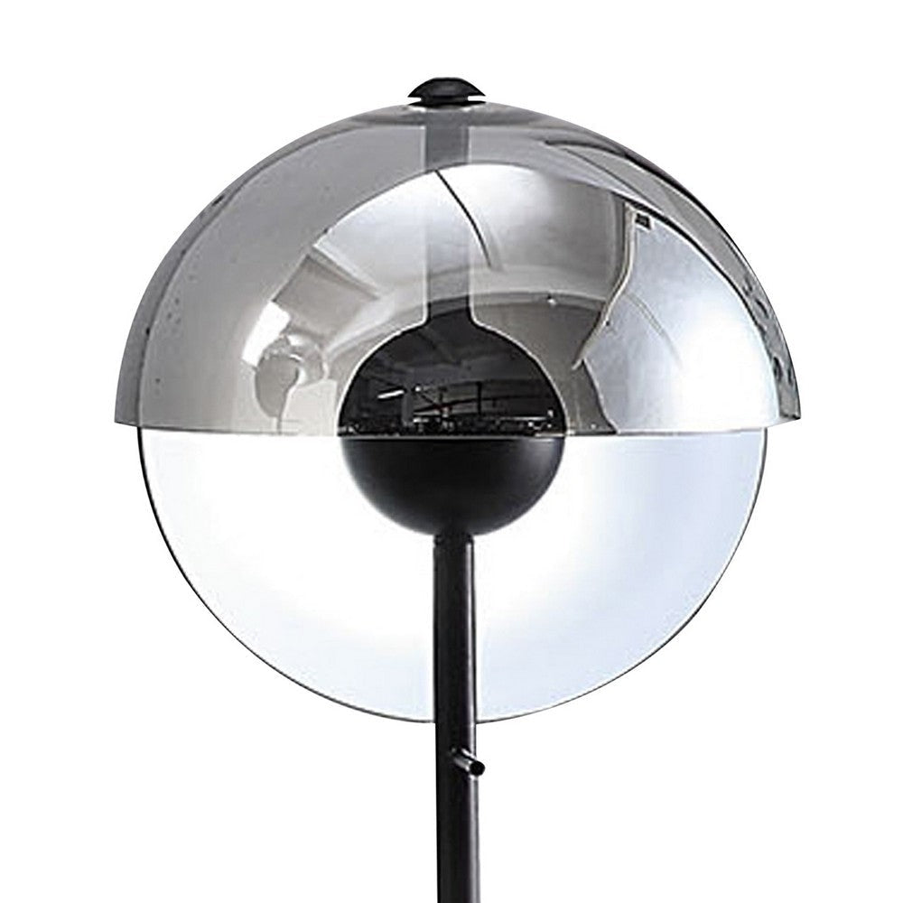 24’’ Table Lamp Round Orb Glass Metal Shade Black By Casagear Home BM324188