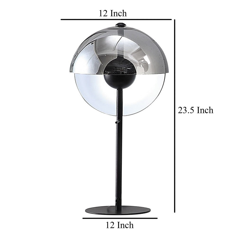 24’’ Table Lamp Round Orb Glass Metal Shade Black By Casagear Home BM324188