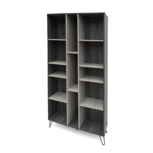 Accent Bookcase Cabinet, Cube Decor Shelves, Gray, Taupe, and Black