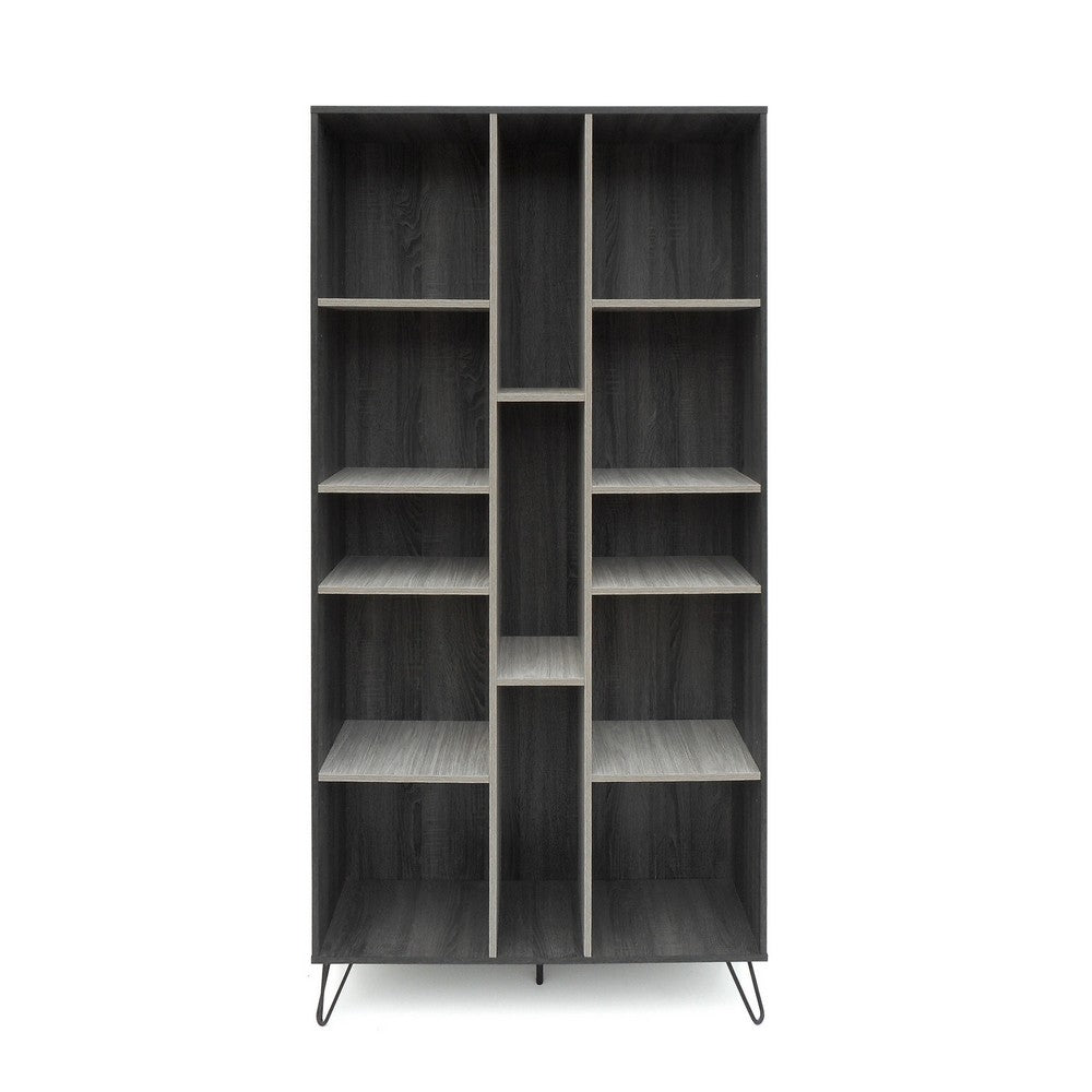 Accent Bookcase Cabinet, Cube Decor Shelves, Gray, Taupe, and Black