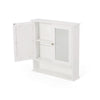 Wall Mount Bathroom Cabinet, 2 Mirror Doors, Open Shelf, White Chrome