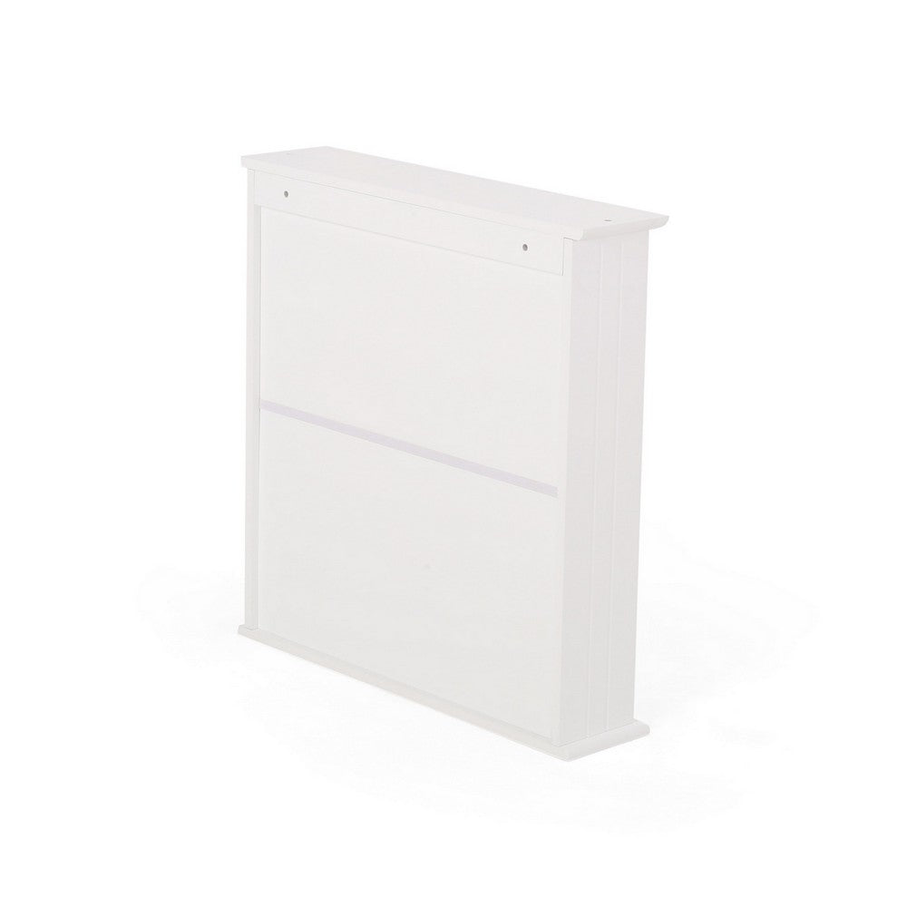 Wall Mount Bathroom Cabinet, 2 Mirror Doors, Open Shelf, White Chrome