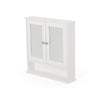 Wall Mount Bathroom Cabinet, 2 Mirror Doors, Open Shelf, White Chrome