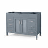 Bathroom Single Vanity Base, 6 Drawers, 2 Center Doors, 49" Gray Wood