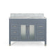 Bathroom Single Vanity Base, 6 Drawers, 2 Center Doors, 49" Gray Wood