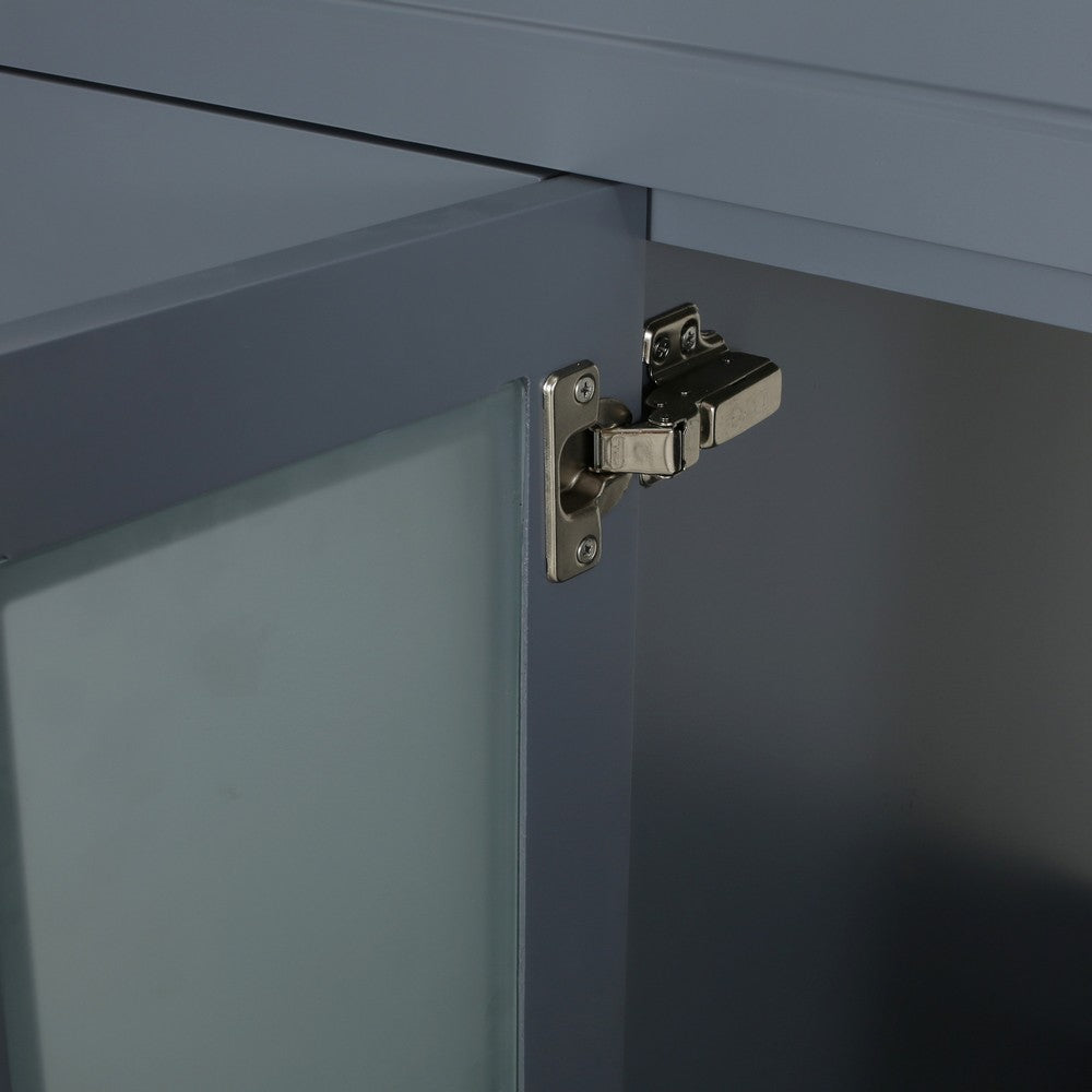 Bathroom Single Vanity Base, 6 Drawers, 2 Center Doors, 49" Gray Wood