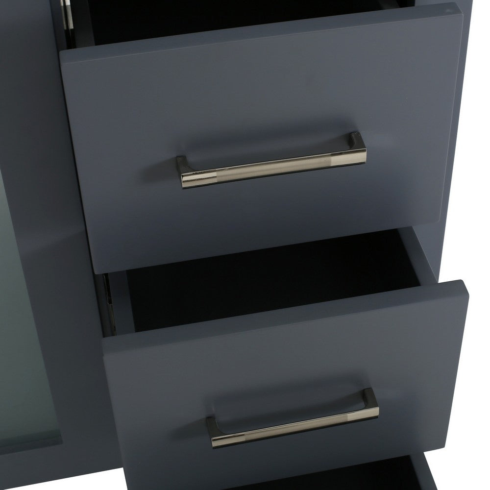 Bathroom Single Vanity Base, 6 Drawers, 2 Center Doors, 49" Gray Wood