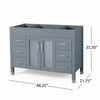Bathroom Single Vanity Base, 6 Drawers, 2 Center Doors, 49" Gray Wood