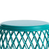 Jime 20 Inch Outdoor Table Barrel Lattice Design Teal Green Metal BM324209
