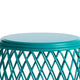 Jime 20 Inch Outdoor Table Barrel Lattice Design Teal Green Metal BM324209