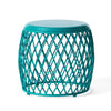 Jime 20 Inch Outdoor Table, Barrel Lattice Design, Teal Green Metal