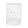 Feio Outdoor Side End Table 14 Inch Round Geometric Pattern White Iron BM324211
