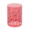 Demi Outdoor Side End Table Set of 2, Floral Cut Design Coral Red Iron