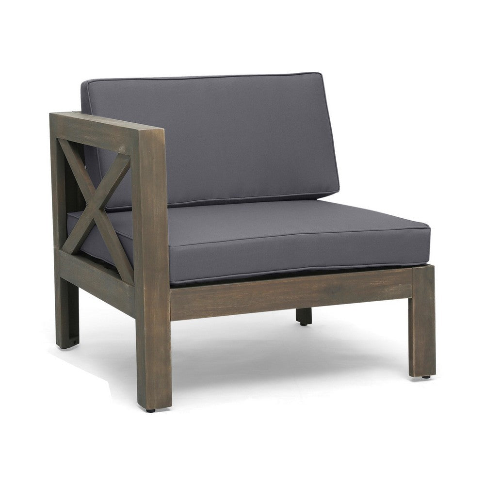 Liom 5pc Outdoor Sectional Sofa Set w Ottoman Coffee Table Gray BM324219