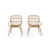 Hexy Outdoor Accent Chair Set of 2, Boho Style Faux Rattan Woven Brown