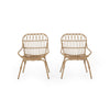 Hexy Outdoor Accent Chair Set of 2, Boho Style Faux Rattan Woven Brown