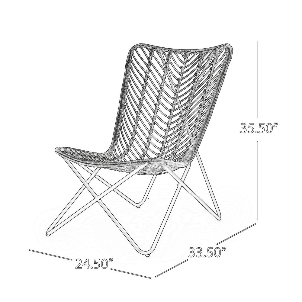 Hexy Outdoor Accent Chair Set of 2, Boho Style Faux Rattan Woven Brown