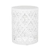 Kima Outdoor Side End Table 14 Inch Round Floral Cutout Design White BM324221