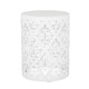 Kima Outdoor Side End Table 14 Inch Round Floral Cutout Design White BM324221