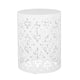 Kima Outdoor Side End Table, 14 Inch Round Floral Cutout Design, White