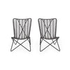 Lymi Outdoor Accent Chair Set of 2, Rattan Woven, Gray Geometric Base