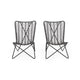 Lymi Outdoor Accent Chair Set of 2, Rattan Woven, Gray Geometric Base