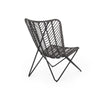 Lymi Outdoor Accent Chair Set of 2, Rattan Woven, Gray Geometric Base