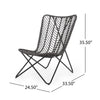 Lymi Outdoor Accent Chair Set of 2, Rattan Woven, Gray Geometric Base